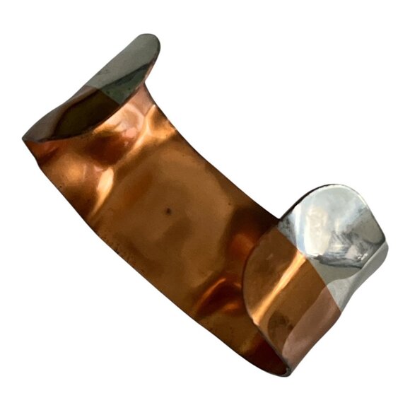 Vintage Copper and Silver-Tone Mixed Metal Cuff Bracelet - Picture 4 of 5